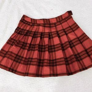 red plaid skirt